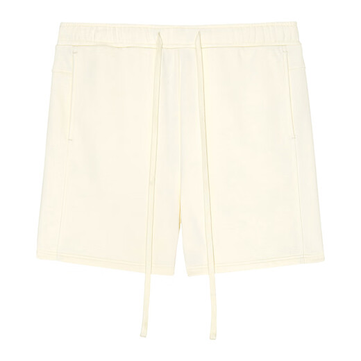 Schöner Reis guter Reistruktur Segmentierung loser 380 g Baumwollkordelzug Casual Strick Shorts Herren NFC12043 Salzweiß (380 g) l