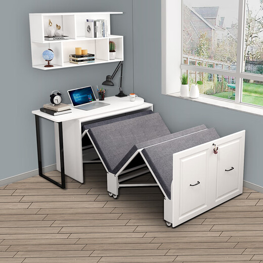 Qiangxiang study folding bed desk bookshelf combination simple home lunch break invisible bed computer desk integrated CH4 style 1 1.2m invisible bed + desk + wall cabinet