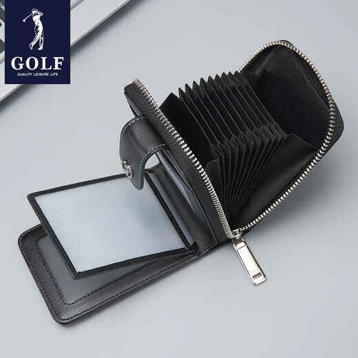 高尔夫（GOLF）时尚印花卡包商务男士时尚钱包便捷小巧驾驶证位相片位礼物 黑色