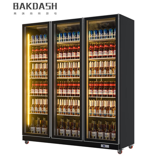 BAKDASH full screen refrigerated display cabinet commercial freezer refrigerated display cabinet wine air-cooled fresh cabinet supermarket convenience store refrigerator vertical beverage cabinet beer cabinet | single door | 620*600*1830 Pro anti-fog model | frequency conversion energy saving