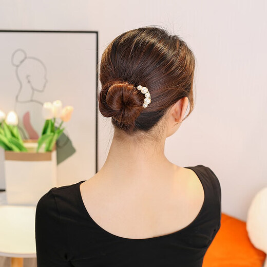 Goody U-shaped hairpin artifact beaded hairpin ball head hairpin bun hair extensions for women fashionable simple metal hair accessories 5 pearls