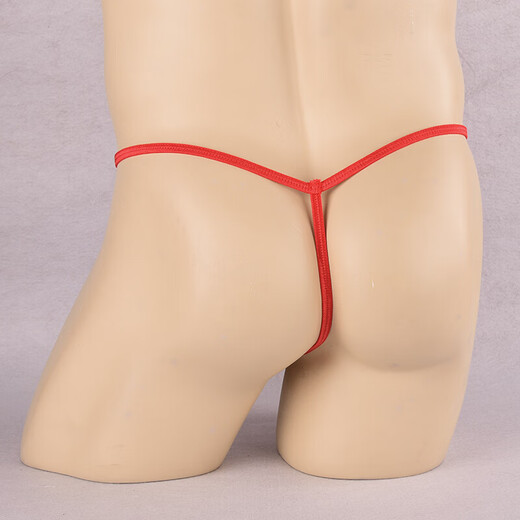 [Confidential delivery] Sexy underwear men's thong men's underwear sexy full transparent T-pants passion free nightclub open large size gay gay men masturbate alternative transparent red one size