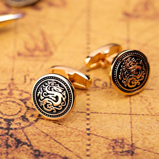KFLK Chinese style cufflinks French shirt men's sleeve nails dragon totem new Chinese style national fashion shirt cuff buttons custom lettering gold
