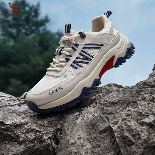 Camel (chameau) Chaussures de randonnée en plein air masculin pour les chaussures de sports et décontractés respirants de nouveau monh G14S342157 beige / bleu (style filet transparent) 42