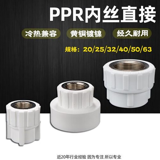 PPR copper inner wire direct reduction adapter PPR water supply pipe hot melt pipe accessories 4 minutes 206 minutes 25 63PPR to 6 minutes inner wire direct
