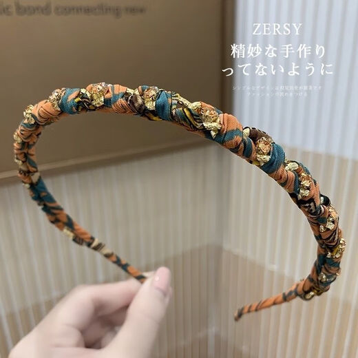 Qijitu headband 2024 new Korean style high-end fabric rhinestone headband fine pressure hairpin hairpin hairpin hidden pink