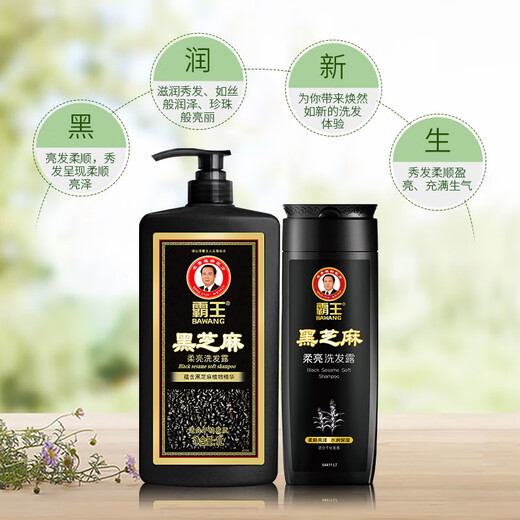 霸王洗发水套装黑芝麻柔亮洗发露1L+400ml（柔顺亮泽 水润保湿）