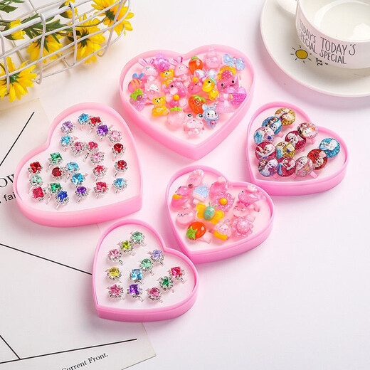 Pei Liang children's ring ring cartoon girl princess jewelry crystal gem diamond toy ring girls children's toys random gems 36 boxes