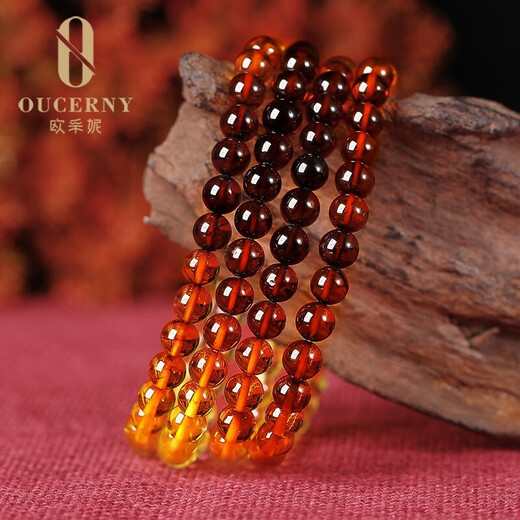 OUCERNY Natural Amber Bracelet Blood Amber Gold Gradient Rainbow Chain Single Circle Women's Small Bracelet Comes with Certificate Ready Shipment Arrangement on the Best