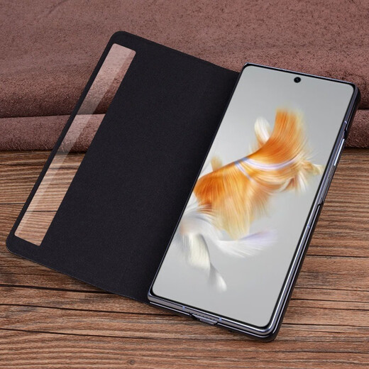 Magic Rock [Couche de tête Cowhide] Convient pour Huawei Matex6 Mobile Phone Case Smart Window Mate X6 Pliage Protective Cover Geothesine Le cuir Collector Version Full-Full Flip Flip Cuir Case Business Men [Brown Small Crocodile Match]
