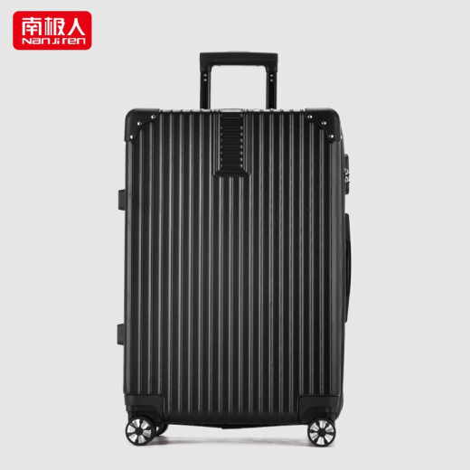 Antarctic suitcase trolley case, small male large capacity password travel universal wheel boarding leather female student right angle zipper style - black 26 inches (can be checked)