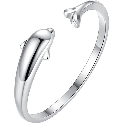 Misu platinum ring for women, PT950 platinum dolphin tail ring, live and adjustable, birthday gift for girlfriend, large size 2.2-2.4g + free engraving