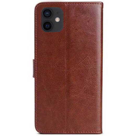 Ajun Keke Apple 12 mobile phone case clamshell leather case 6.1 inches iPhone 12 protective silicone case 12 all-inclusive anti-fall soft edge wallet card men and women leather case brown [Apple 12] + full screen tempered film + lanyard