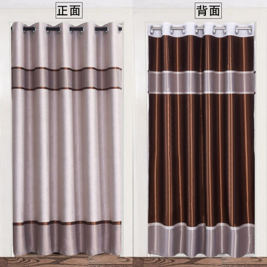 Door leaf, door curtain, fabric door curtain, partition curtain, no punching, bedroom, living room, kitchen, anti-oil smoke curtain, fitting room, blackout curtain, household air conditioning curtain, peony coffee color, width 120, height 180cm (suitable for doors 60-80cm wide)