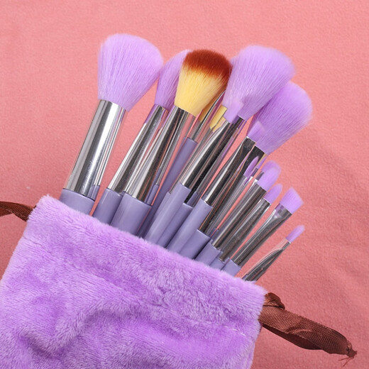 Lan Weiting makeup brush set 13 pieces soft powder grasping loose powder brush eyebrow brush concealer brush complete set of makeup brush tools portable novice 13 pieces cloth bag bean paste color 1 piece