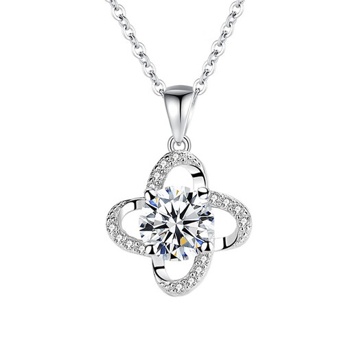 Ji Shizhe PT950 platinum necklace women's lucky four-leaf clover pendant jewelry birthday and Valentine's Day gift for girlfriend and wife Four-leaf clover platinum necklace-test certificate free engraving and ghostwriting
