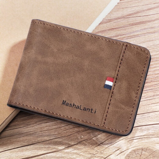 MashaLanti card holder men's driver's license leather case horizontal ID bag multi-card slot card bag male birthday gift practical for boyfriend and husband brown