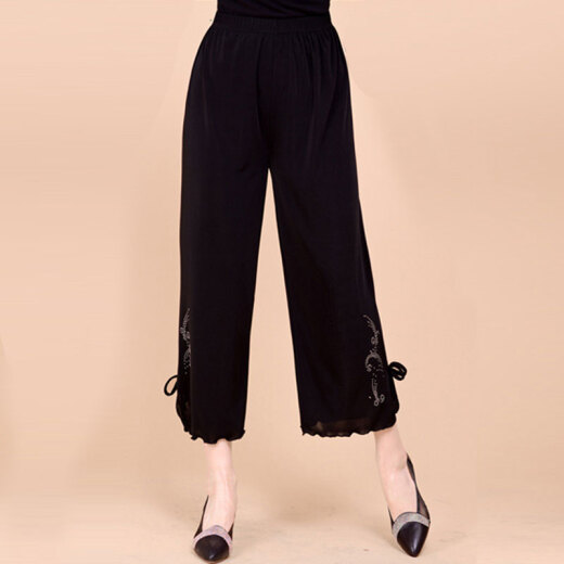 Yu Zhaolin middle-aged and elderly women's wide-leg pants mother's wear loose and versatile nine-point casual pants YWMM19-35 one-size-fits-all pattern