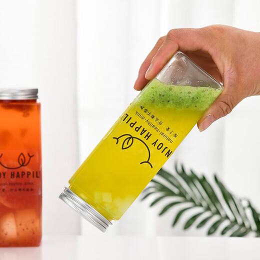 Murannuoer milk tea cup disposable drink cup coffee cup with lid milk tea bottle drink cup poplar nectar bottle juice cup disposable square milk tea cup 380ml 10 pieces