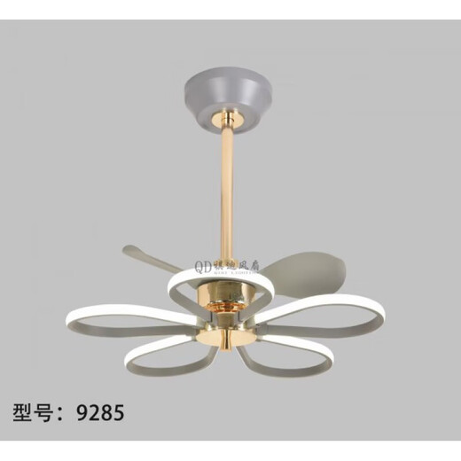 
XMSJ room fan lights bedroom living room dining room Guangdong Zhongshan Ancient Town lamp Nordic creative silent fan light minimalist 9195 black absorbing three-color light-changing remote control