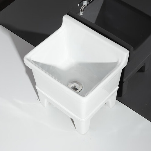 Shiyidi mop pool ceramic mop pool tall four-legged mop pool outdoor balcony mop basin pool with overflow 45CM manual drain