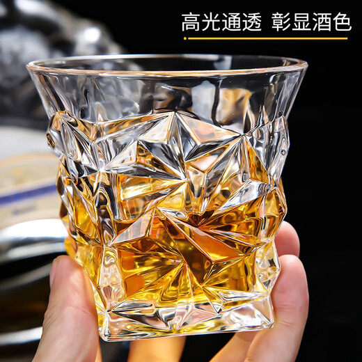 SURANER European whiskey cup home crystal glass creative wine cup spirit cup water cup internet celebrity beer cup grid rotating model one pack