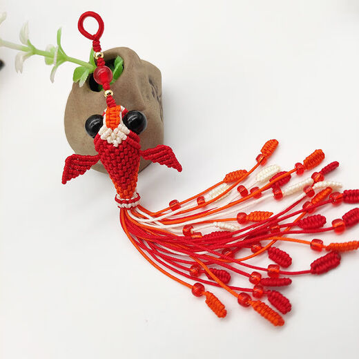 Lingchuan Chinese knot koi braided rope diy material mobile phone bag keychain pendant jewelry small goldfish handmade colorful style (material package)
