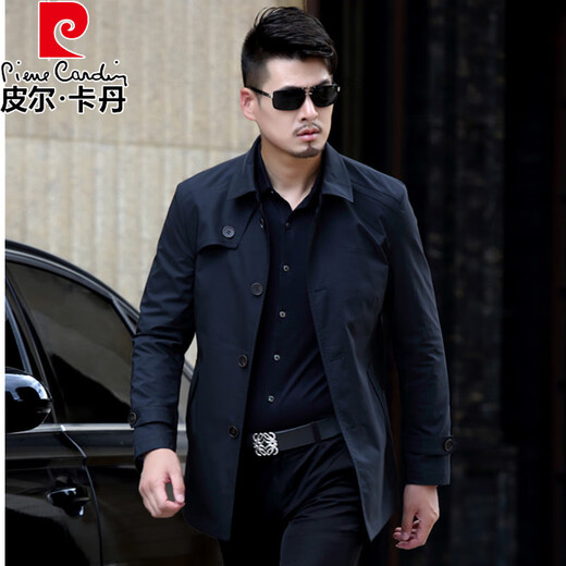 Pier Cardin high-end brand men's clothing, windbreaker, men's short lapel, spring and autumn fashion brand men's clothing, middle-aged business casual men's jacket, knitting, khaki 369 models XL 180