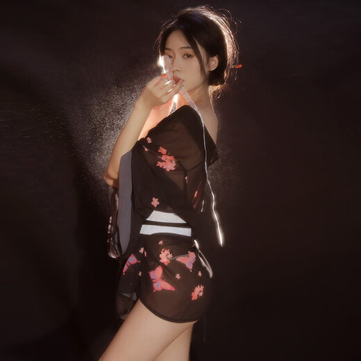 霏慕日本和服睡衣日系女性感刺激女仆小胸大码美女sm汉服 6174女修头纱连衣裙披肩内裤+手 衣服房事露出外出可穿夫妻