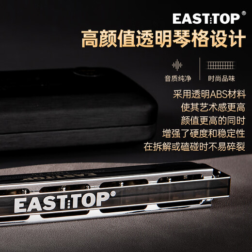东方鼎（EAST TOP） 24孔复音口琴T2403 2.0银色盖板高级成人演奏儿童学生初学通用