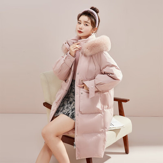 Schneefliege [Cheng Yi empfohlen] modische Fuchsfell -Fell -Kragen -Kreuzband Warm warmes Fellkragen Windproof Frauen Down Jacket Light Velvet Pulver 1591 L 170/92a