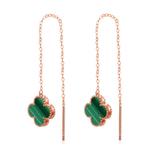 Fire shell 18K gold four-leaf clover ear wire color gold rose gold gold earrings earrings au750 gold earrings 520 Valentine's Day gift 18K rose gold red agate