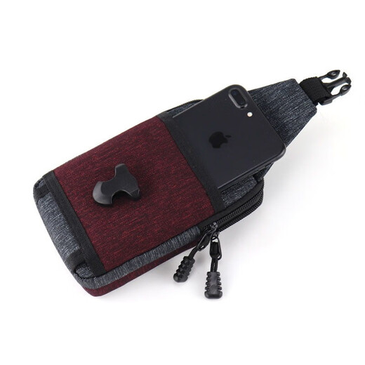 AOKALI's new wear-resistant mobile phone bag for men, multifunctional waterproof sports running mobile phone bag, tactical arm bag, belt waist bag, two-color bag with arm strap and buckle - two layers 6.0 wine red, one size fits all