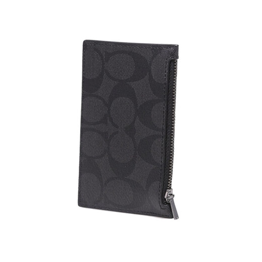 Entraîneur (entraîneur) [Acheteur Acheteur] Portefeuille de cartes masculines Black Classic Logo enduit de toile et et de molleton raffiné Gris noir