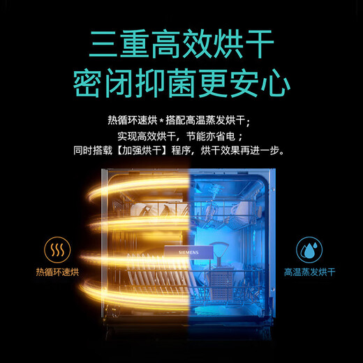 Siemens seamless one-piece stainless steel inner cavity, 96h antibacterial storage, 14+2 sets of large capacity (limited expansion accessories), independent dual-purpose dishwasher built-in 23HB66