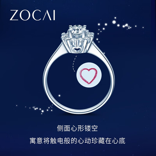Zokai diamond ring women's group setting proposal wedding diamond ring carat effect electric shock firework series women's ring gift for girlfriend 1.2 carat effect F-G/SI Please inquire customer service for the ring number before placing an order