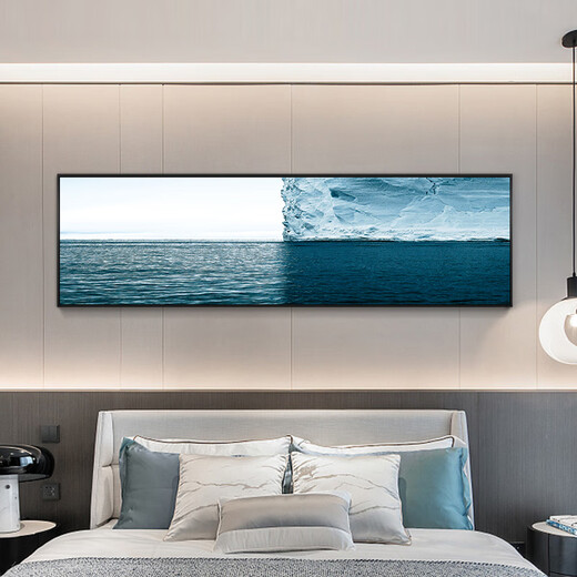 Yijlj Moderne und einfache Schlafzimmer Dekoration Gemälde, Landschaft am Meer, Nachteile, warme Hintergrund Wandhänge Gemälde, leichte luxuriöse nordische Wandbilder, A-9713 120*30 + Öl Canvas Bild + Aluminiumlegierung schwarzer Rahmen