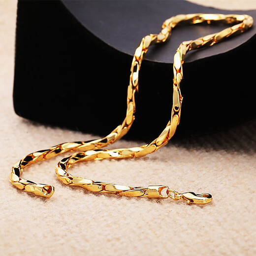 Fat Donglai's same style 18k gold necklace snake bone chain Korean version 24 men's Korean jewelry 18K rose gold men's color gold rose gold chain length 60 cm