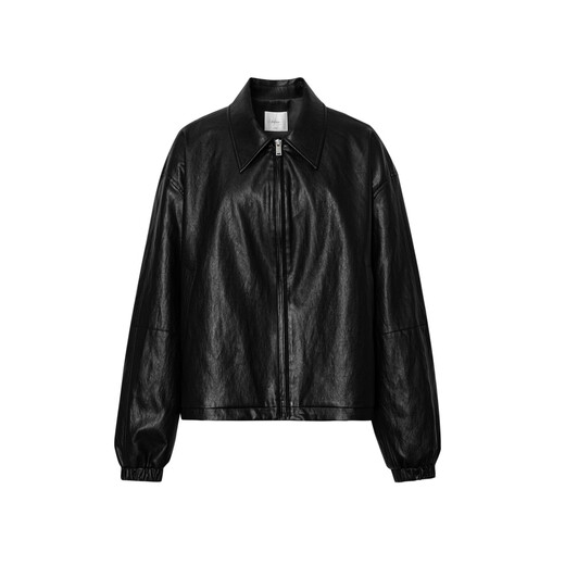 Eifli (eifini) Eifli retro style loose temperament leather jacket short jacket for women new versatile fashionable jacket for women black S
