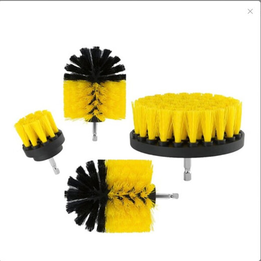 Shantou Lincun electric cleaning brush hard and soft hair kitchen bathroom sofa carpet brush toilet cleaning electric drill brush head polishing cleaning brush yellow cleaning brush set of four pp material