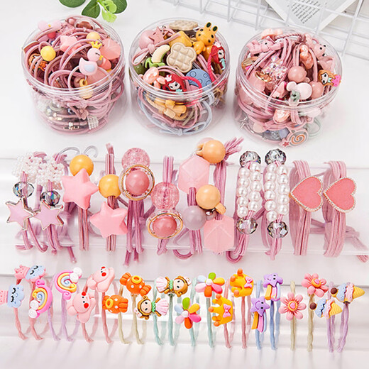 
Ouyu girls' hair loop rubber band headdress hair clip princess baby hair rope tie hair rubber band girl's head rope hair accessories B1803 pink planet