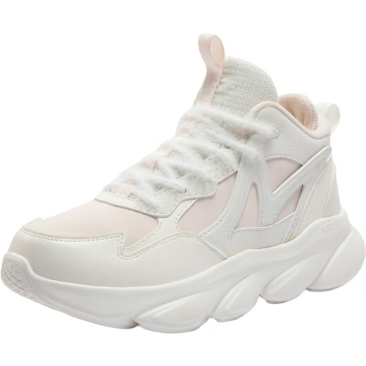 361 Sports shoes for women, autumn and winter high-top plus velvet warm cotton shoes, thick-soled casual running shoes for women 682442235A-2