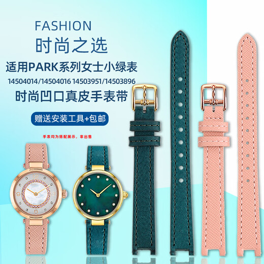 Zhuo Lei is adapted to COACH PARK small green watch 14503534/3894 women's small size notch leather watch strap blue-silver buckle interface width: 12mm