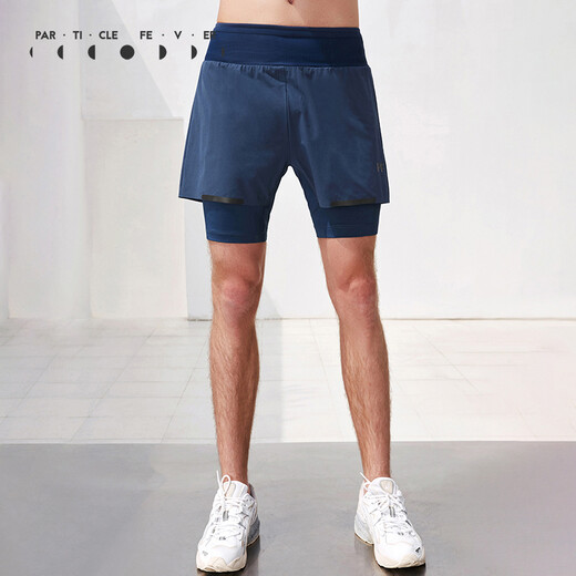 
Particle Mania Sports Shorts Spring and Summer Men Comfortable Stretch Fake Two-Piece Running Fitness Shorts 12350 102 Dark Black S
