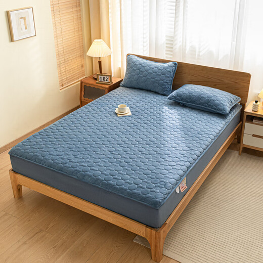 Mercury Series Home Textiles 2025 New Baby Velvet Quilted Sheet Single Piece A+ Bentley Blue Fitted Sheet 180cm*200cm