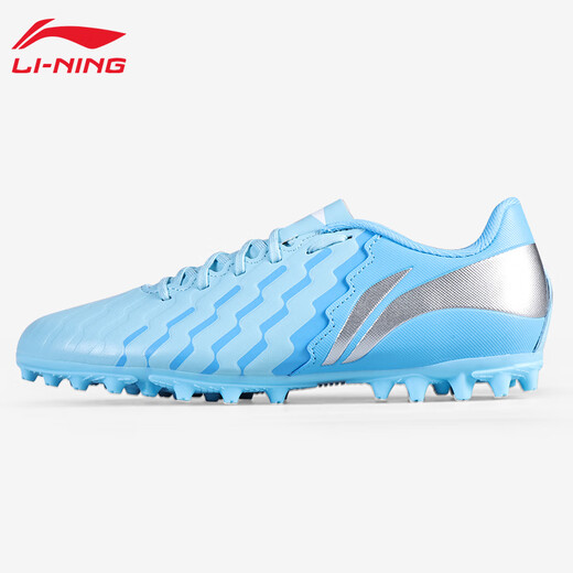 Li Ning children's football shoes short stud MG Jin series boys and girls youth professional artificial grass competition training shoes Breeze Blue/Xinjiang Blue YKGV086-9 37