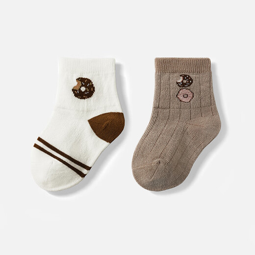 EMXEE baby normal tube socks spring and summer seaweed cooling fiber baby medium tube socks newborn baby socks donut + funny donut 6-12 months (suitable for feet 9-11cm long)