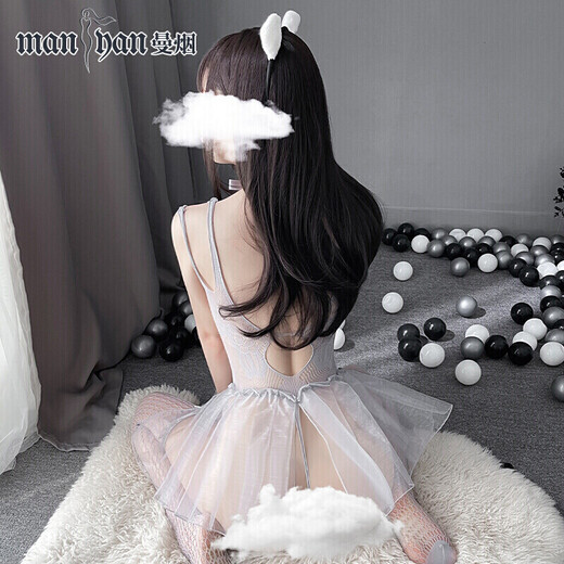 邹润安性感睡衣女极度诱惑露阴免脱jk制服情趣丝袜套装丁字裤变态露乳开 9756芭蕾舞蹈裙灰色均码