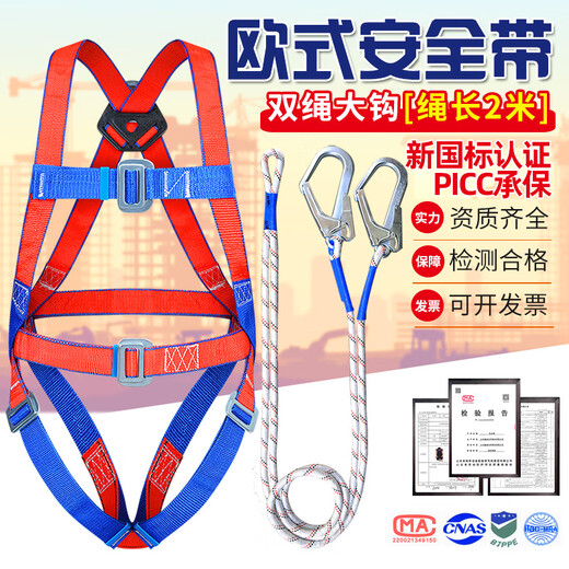 Xinbaolin high-altitude work full-body anti-fall European-style five-point safety belt double large hook 2 meters