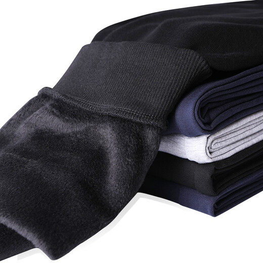 Fat Brother Large Size Men's Casual Pants Men's Spring and Autumn Loose Fat Men's Leg Pants Men's Plus Fat Fat Men's Sports Trousers Black Plus Velvet Style 4XL 220-250Jin Jin is equal to 0.5 kg